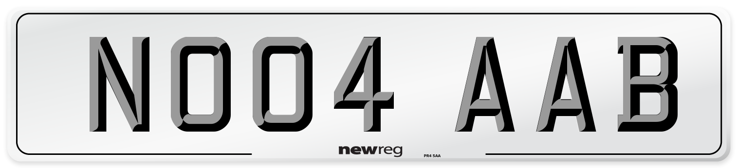 NO04 AAB Number Plate from New Reg